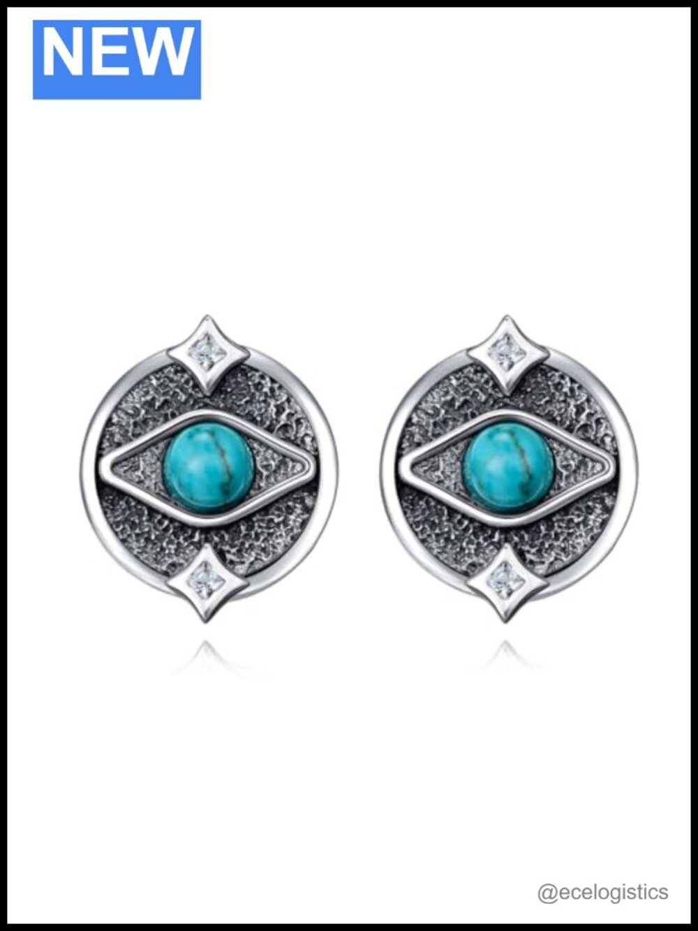 Sterling Silver Turquoise Evil Eye Stud Earrings